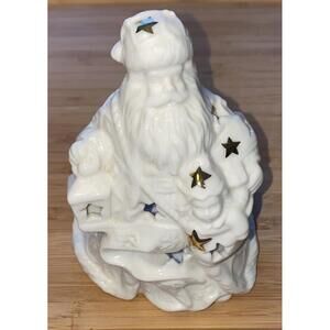 MIKASA Holiday Elegance SANTA Tealight Candle Holder Fine Porcelain Christmas
